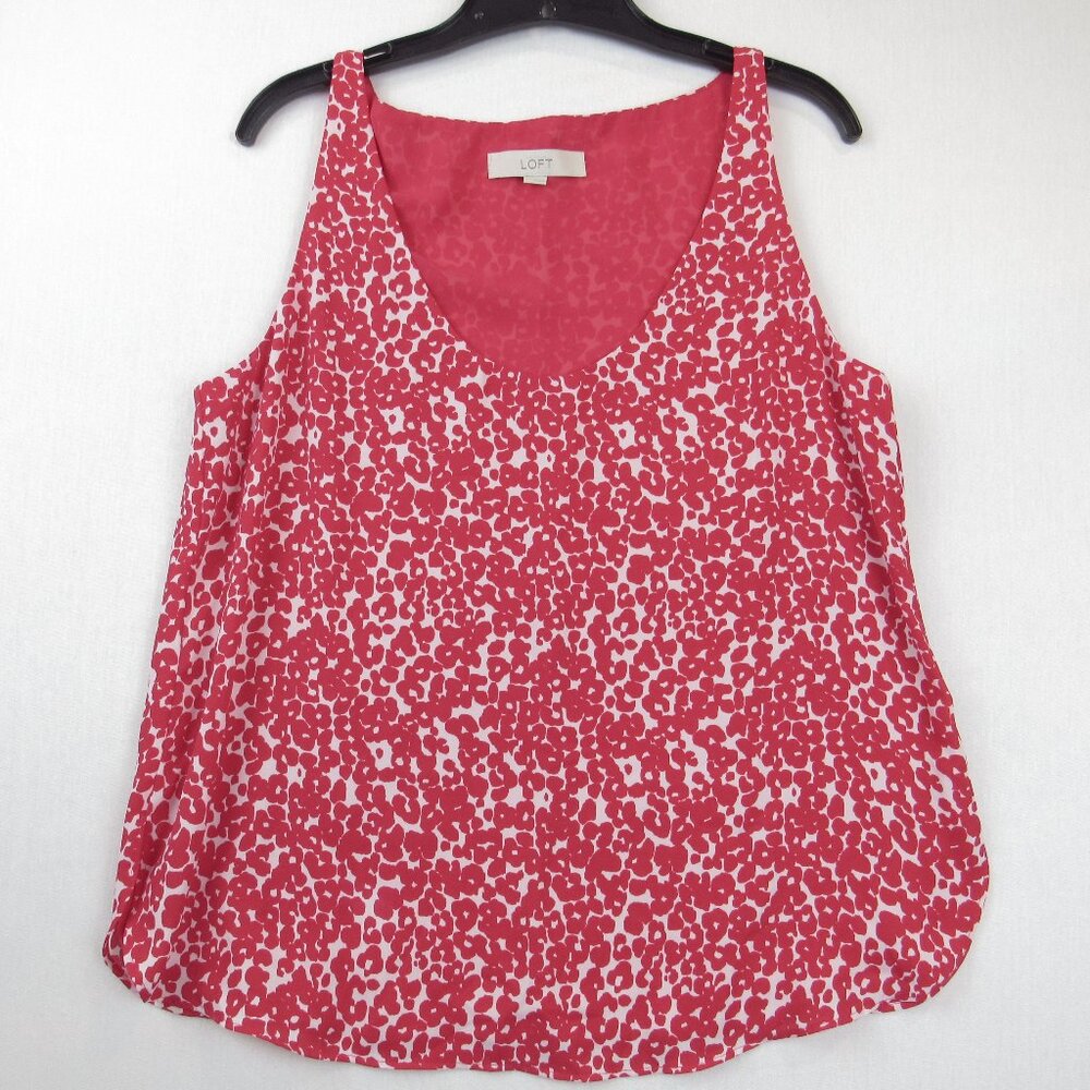 Ann Taylor LOFT Sleeveless Chiffon Top Women's M Size Red & White Floral